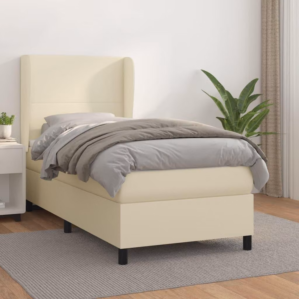 Maison Exclusive - Letto boxspring con materasso color crema 90x200 cm in ecopelle