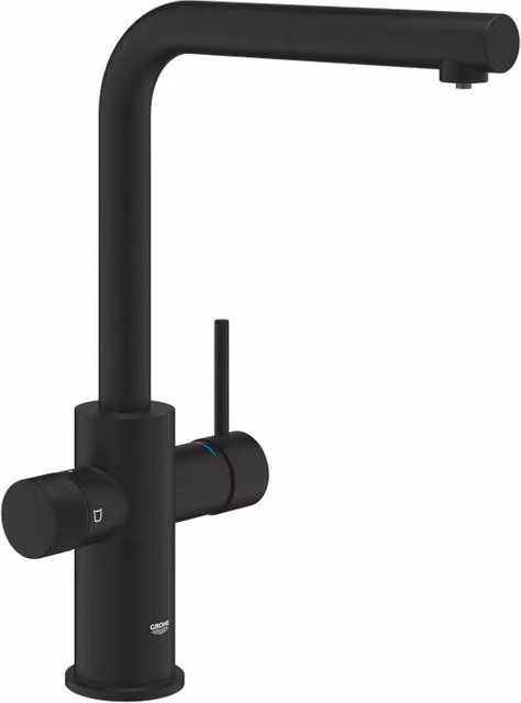 Rubinetto filtrante da cucina Grohe Blue Pure Minta a 3 vie con canna a L e doccetta estraibile nero opaco