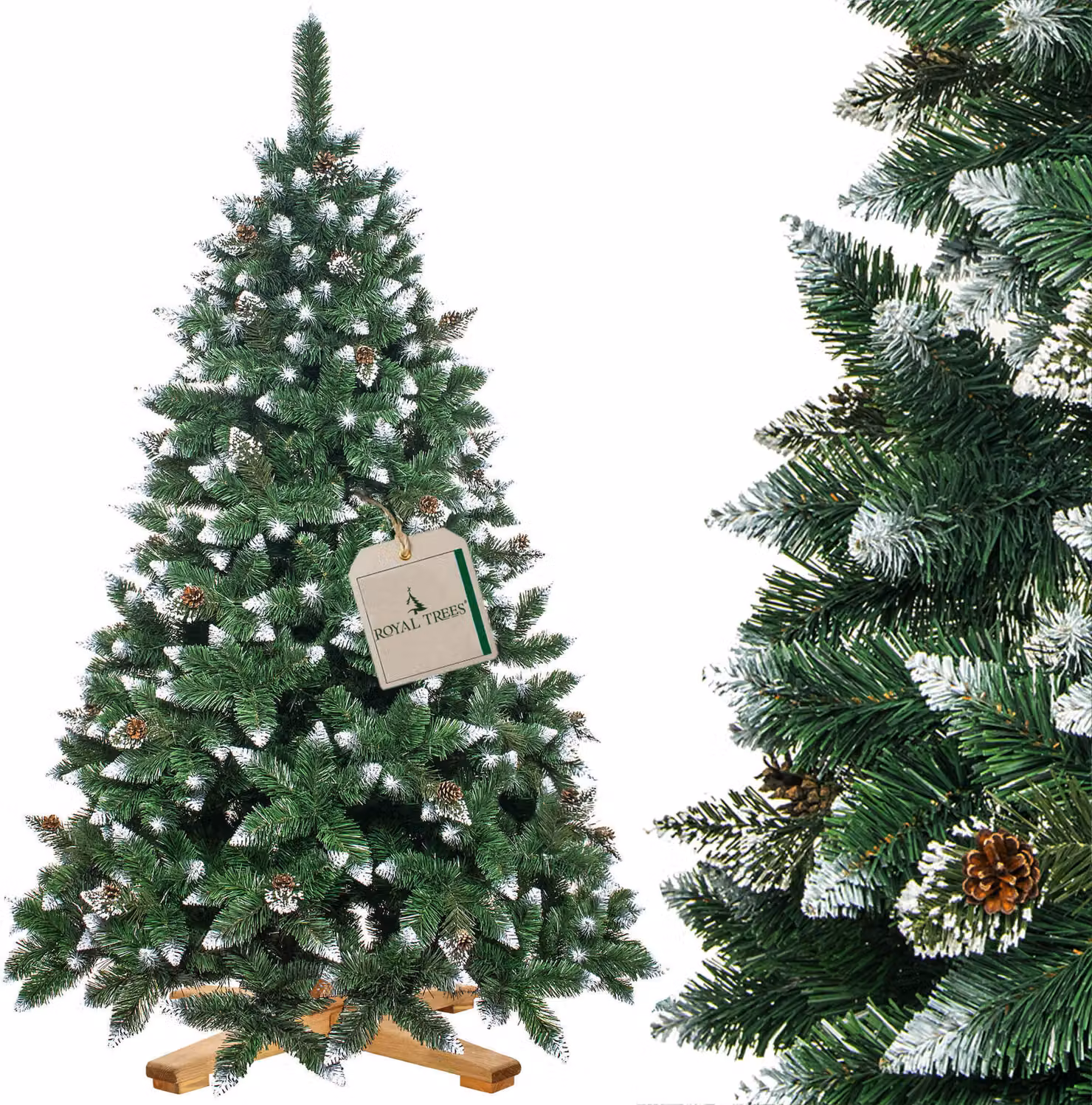 ROYAL TREES Albero di Natale artificiale 220 cm pino diamante con neve artificiale Albero di Natale