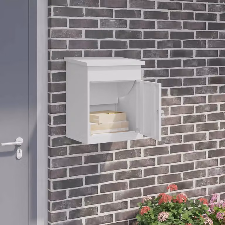vidaXL Cassetta per pacchi con porta Bianco 47,5 x 38 x 59 cm Acciaio