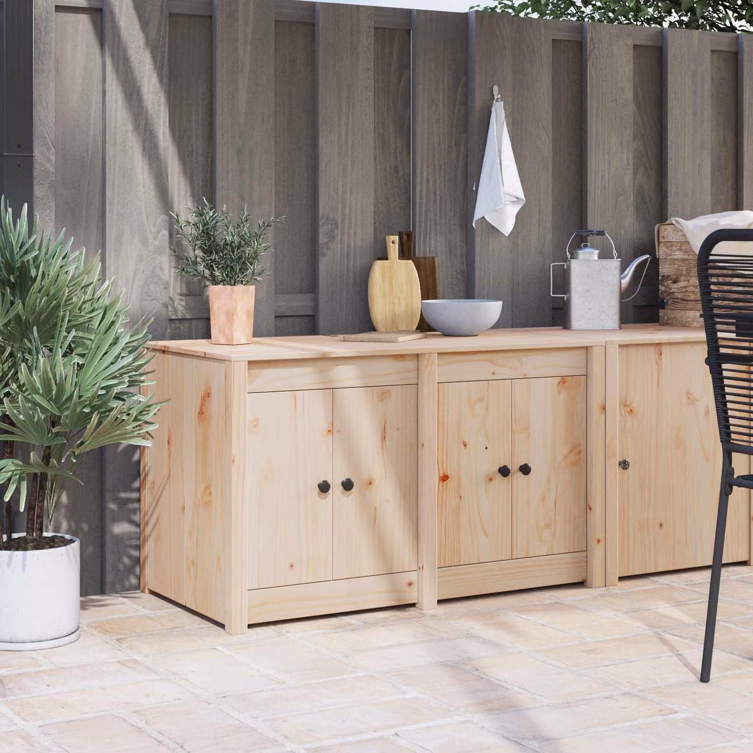 Mobile da cucina base vidaXL in legno di pino marrone con ante a battente L/P/H: 106 x 55 x 64 cm