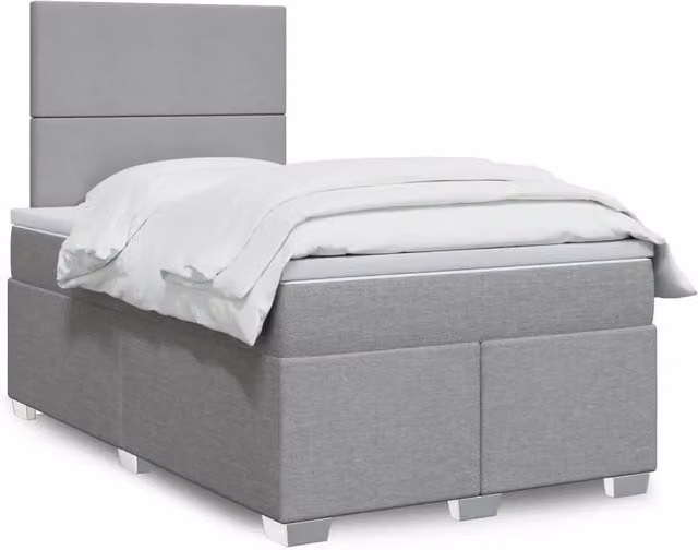 Letto ibrido vidaXL con giroletto a molle e materasso in tessuto grigio chiaro e bianco L/P/H: 120 x 200 cm