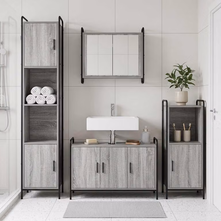 vidaXL Set di Armadi da Bagno 4 pz Sonoma grigio 40 x 36 x 181 cm