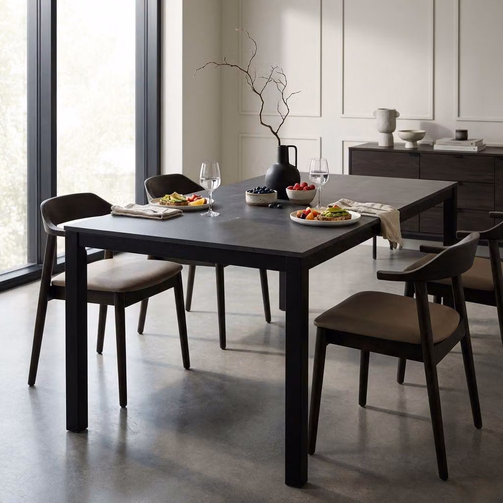 Milani Home - tavolo da pranzo allungabile 160-220 x 90 x 77 cm, antracite, legno e metallo