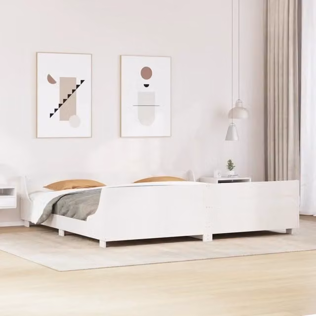 Giroletto senza Materasso Bianco 200x200 cm Legno Massello Pino 3302271