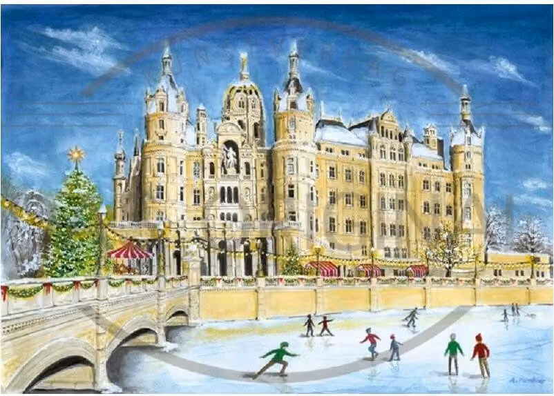 Calendario dell'Avvento del Castello di Schwerin con motivi artistici