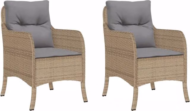 Sedie da Giardino con Cuscini 2 pz | Sedie da Esterno Beige Misto in Polyrattan