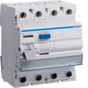 Interruttore differenziale Hager 4 poli, 6 kA, 63 A, 100 mA, tipo A, CEA463D