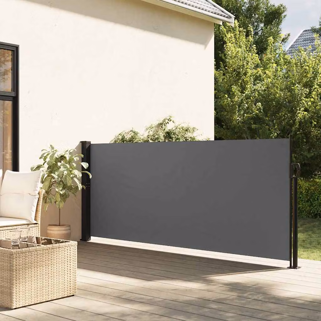 vidaXL Tenda da sole laterale retrattile in poliestere antracite L: 600 cm, H: 140 cm