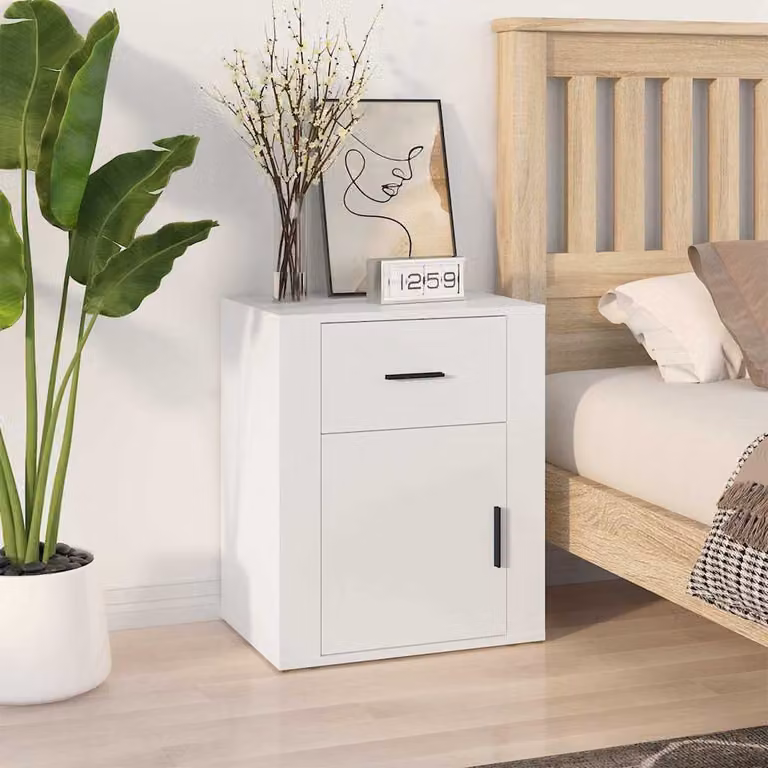 Comodino sospeso vidaXL Bianco in MDF L: 50 cm, P: 36 cm, H: 60 cm