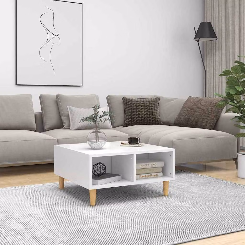 vidaXL Tavolino da Salotto Quadrato Bianco in Legno e MDF L: 60 cm, P: 60 cm, H: 30 cm