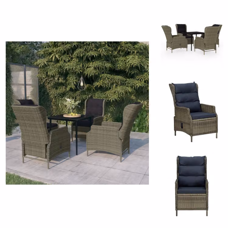 vidaXL Set da pranzo da giardino 5 pezzi marrone - Set di mobili da giardino