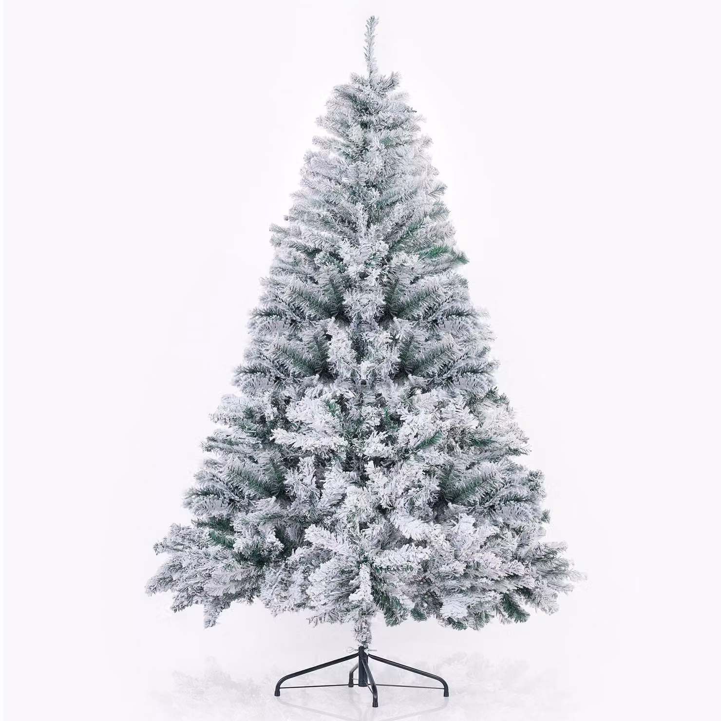 ZMH Albero di Natale artificiale, albero di abete, 210 cm, albero decorativo, decorazioni natalizie, verde, fiocchi di neve, albero di Natale per Natale, decorazione, montaggio rapido