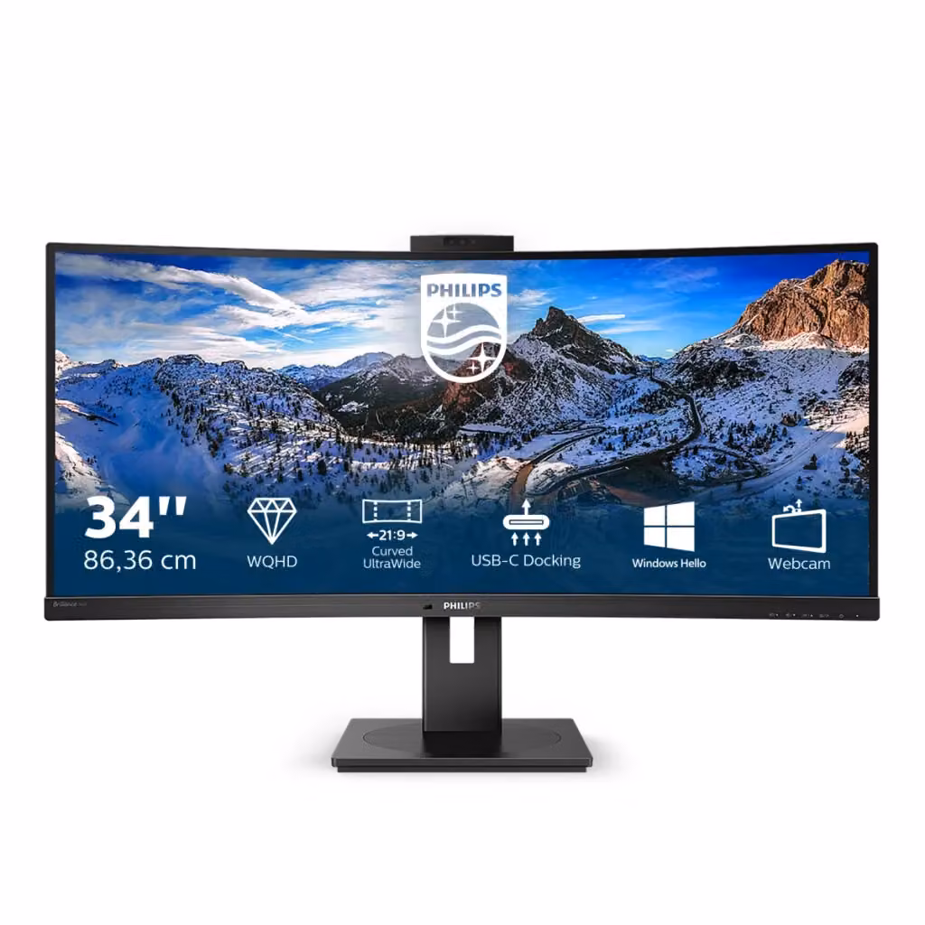 Monitor PC Philips P-Line 346P1CRH/00 Ultrawide Quad HD 34 pollici LED Nero con USB-C, HDMI, DisplayPort ed Ethernet/LAN – 2