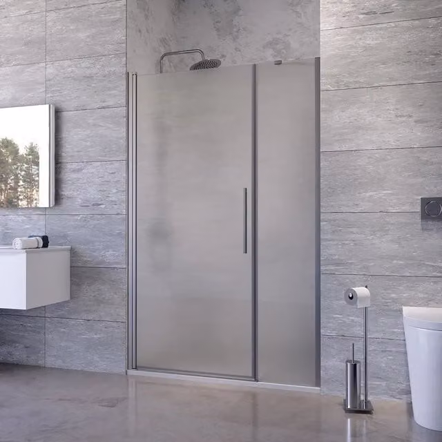 Porta doccia 131-135cm apertura a battente con profili cromati e vetro da 6mm opaco h195 | Elba