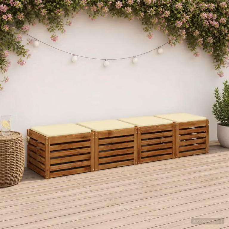Set di 4 cuscini per sedia vidaXL in poliestere beige con rivestimento lavabile e resistente ai raggi UV