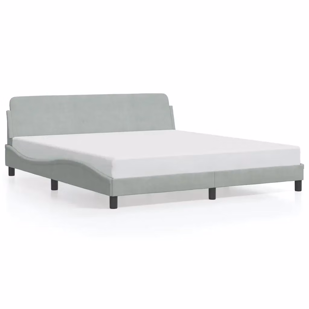 Struttura letto moderna vidaXL in velluto grigio con telaio rigido e doghe in legno L/P/H: 218 x 180 x 300 cm – 2