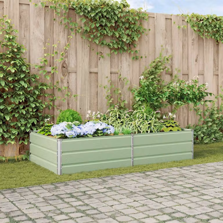Fioriera vidaXL in acciaio zincato verde, L: 195 cm, P: 100 cm, H: 45 cm