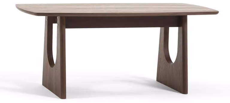 Tavolo rettangolare di 180x90 cm, rivestito in melaminico effetto legno, con gambe sagomate, design moderno, ideale per sala da pranzo, soggiorno, ufficio e hotel – Biagio