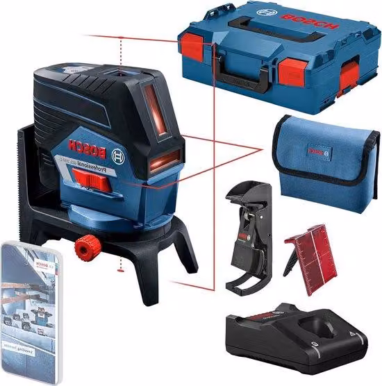 Laser combinato per misurazioni interne - Raggio laser rosso - Portata 20 m - Valigetta di trasporto
