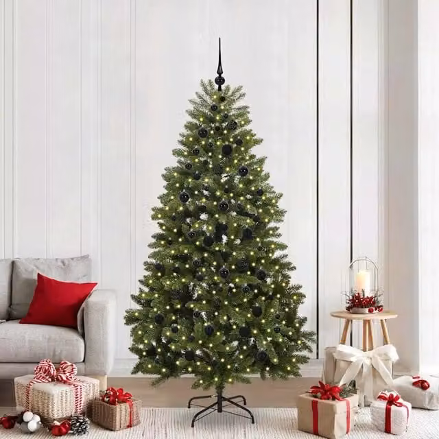 Albero di Natale artificiale moderno vidaXL verde con 300 LED bianco caldo, Altezza: 210 cm – 1