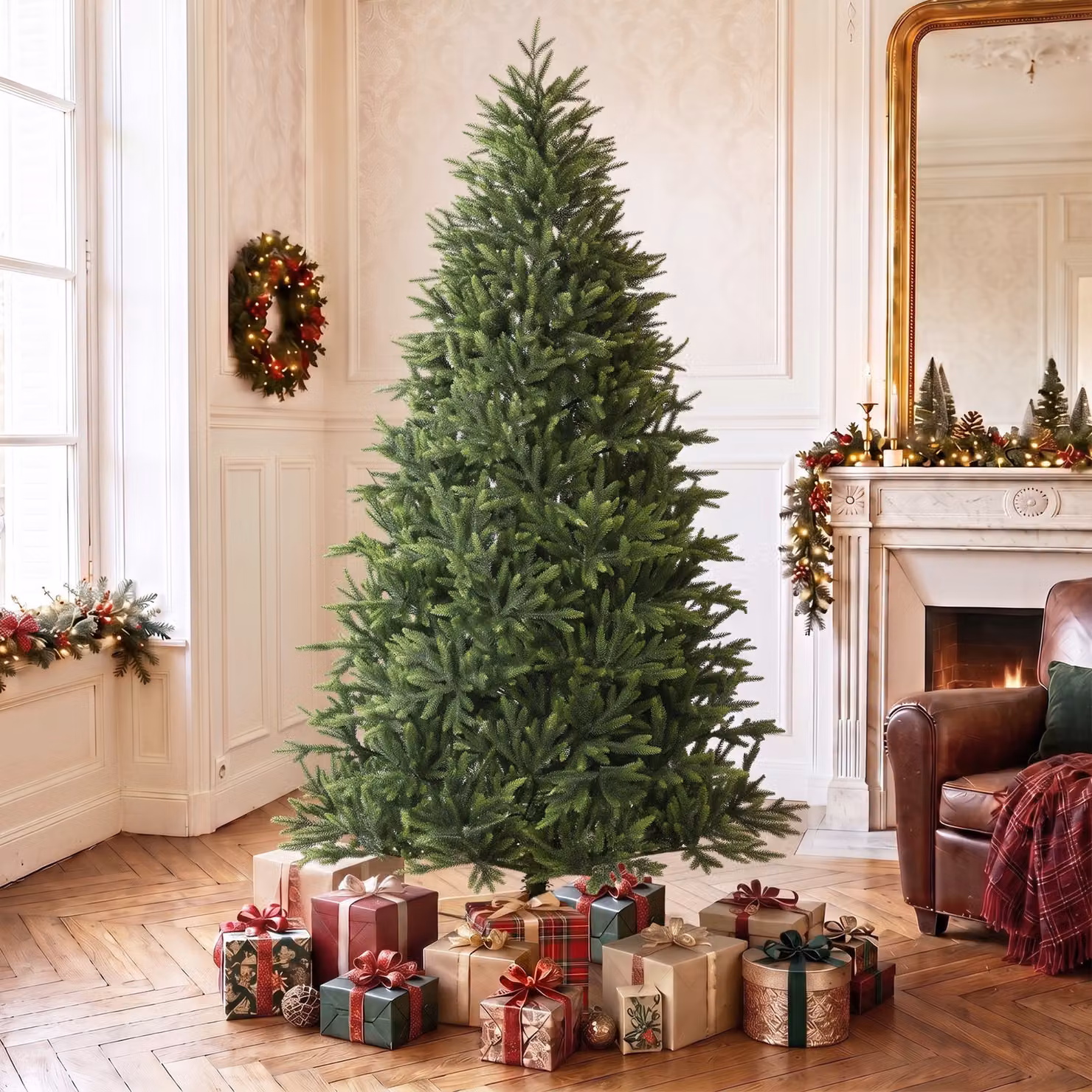 Albero di Natale Artificiale HOMCOM Verde, 732 Rami in PE Ignifughi con Base in Legno, Altezza: 180 cm – 2