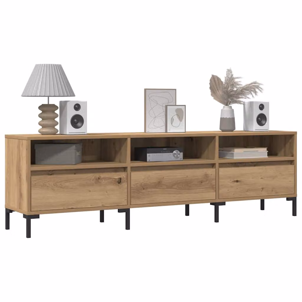 vidaXL Mobile Porta TV Rovere Marrone in Legno e Metallo L: 150 cm, P: 30 cm, H: 44,5 cm