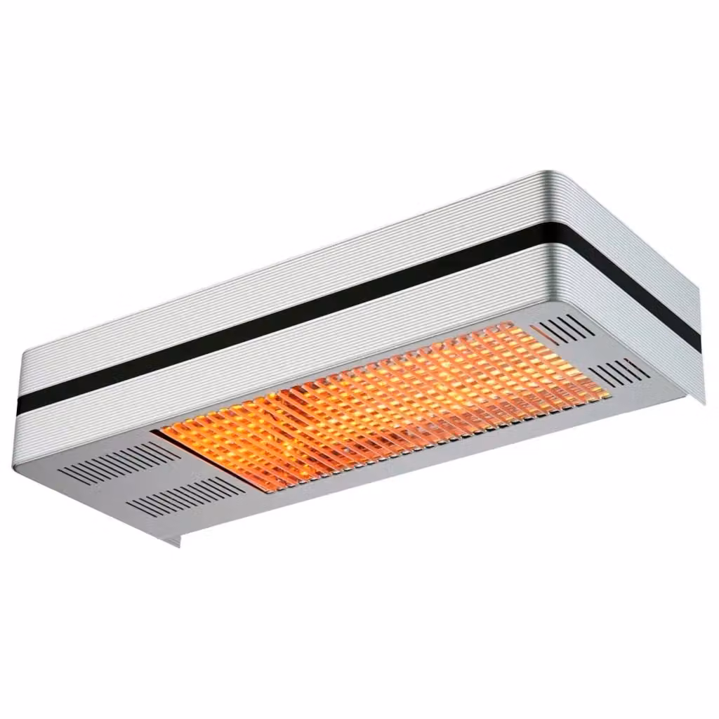 Riscaldatore a Infrarossi da Patio Mpc Murcia 2000W Regolabile Argento in Acciaio e Alluminio con Telecomando e Timer IP65