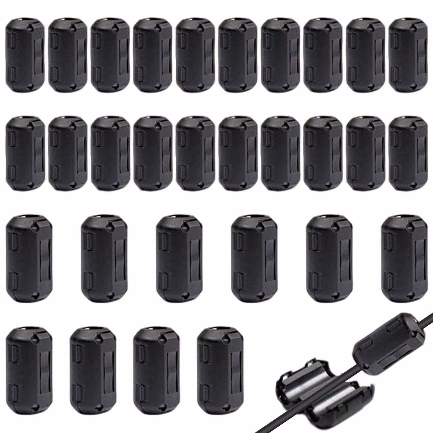 Anelli magnetici in ferrite, 30 pezzi, dimensioni 3,5/5/7 mm, con protezione anti-interferenza