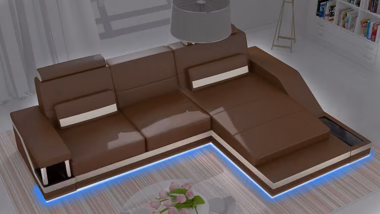 Ecksofa Wohnlandschaft Sofa +USB Eck Garnitur Leder Maßanfertigung
