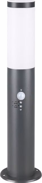 Palo Luminoso da Esterno Monzana con Sensore di Movimento e Attacco E27 in Acciaio Inox e Metallo, Colore Antracite – 1