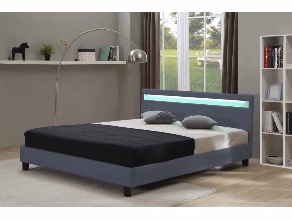 Letto con LED Maria Grigio con cassetti L/P/H: 140 x 190 x 204 cm – 2