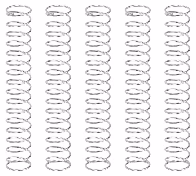 5 molle a compression, dimensioni 0,3x6x40 mm, acciaio inossidabile 304, colore argento