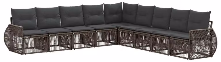 Set di divani da giardino, 9 pezzi, grigio e grigio scuro, in rattan sintetico