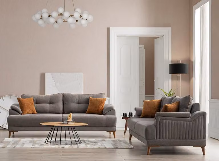 Komfortable Sofagarnitur 3+3 Sitzer Gemütliche Couchgarnitur Wohnlandschaft