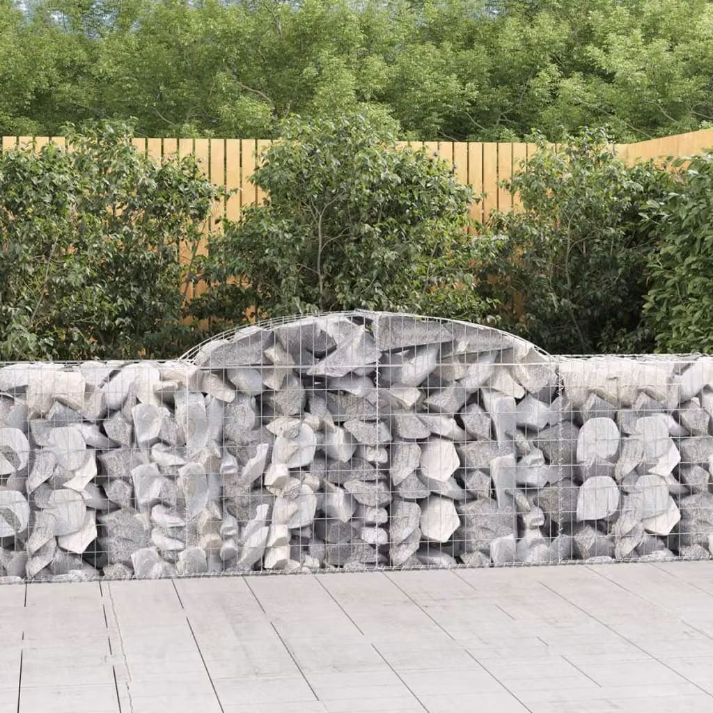 Set di 7 Cesti Gabbioni ad Arco vidaXL in Acciaio Zincato Grigio L: 300 cm, P: 50 cm, H: 80/100 cm