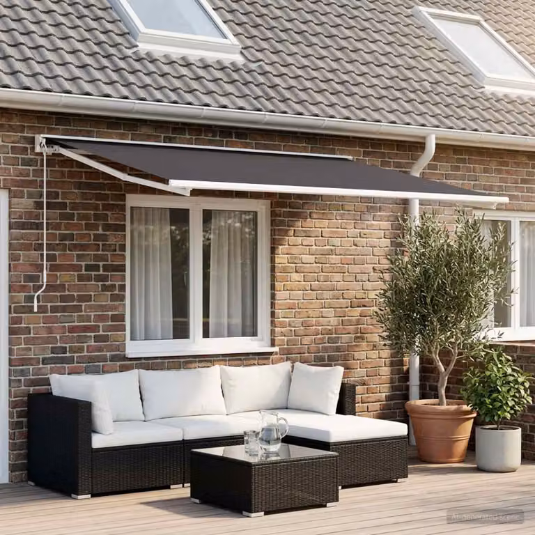 vidaXL Telo di ricambio per tenda da sole in poliestere, Antracite, L: 400 cm, P: 200 cm