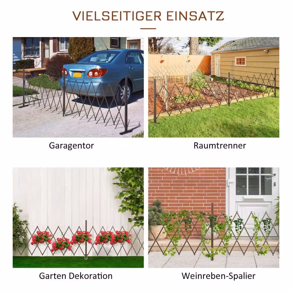 Barriera estensibile a forbice OKWISH in alluminio marrone scuro per giardino, terrazzo e balcone – 2