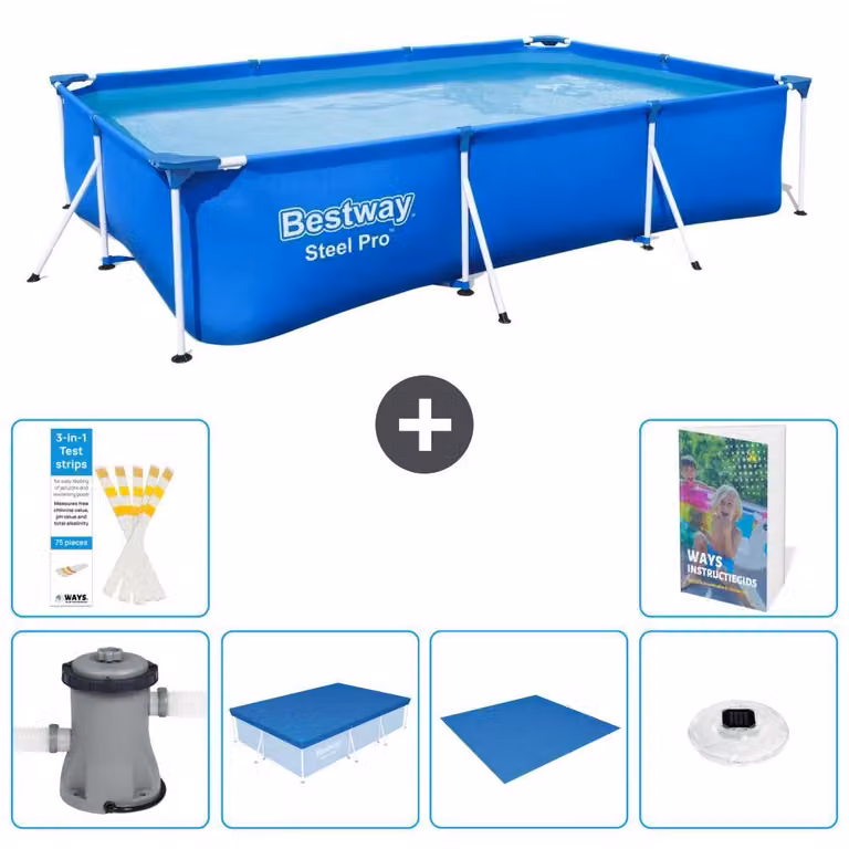 Bestway Steel Pro, piscina rettangolare - 300x201x66 cm - composta da 5 parti, modello S248