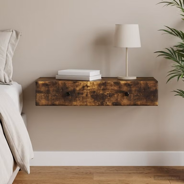 vidaXL Tavolino da Parete Laterale in Rovere Fumo, Design Moderno, L 87,5 x P 34,5 x H 17 cm