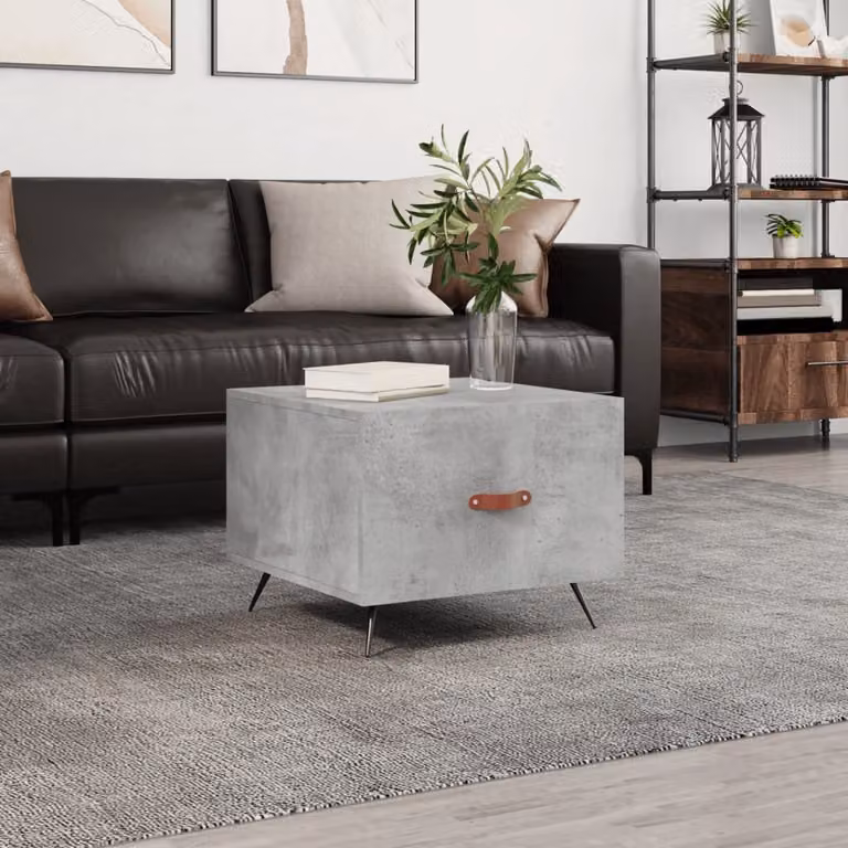 The Living Store tavolino in cemento grigio 50x50x40 cm materiale a base di legno