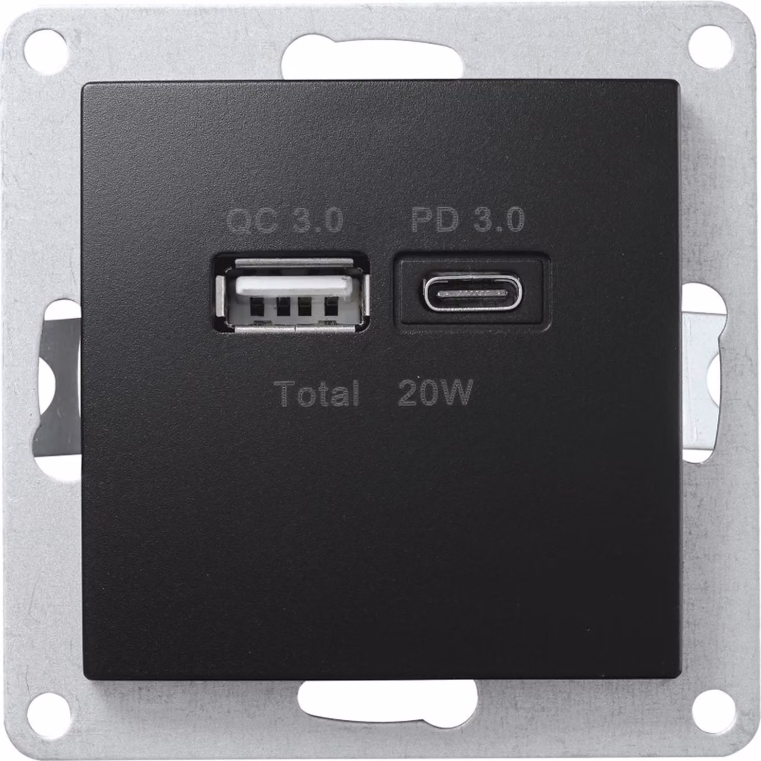 Presa di ricarica USB McPower Flair a 2 vie 3,4A nero opaco