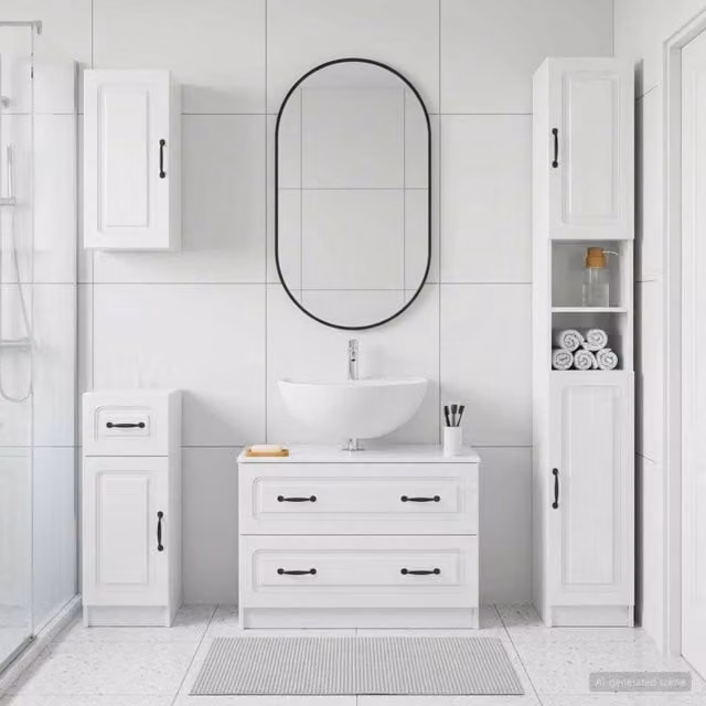 Set di Mobili da Bagno da 4 Pezzi UTRECHT Bianco Lucido 3417976