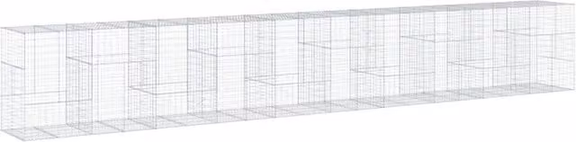 Gabbione muro di contenimento e recinto con coperchio in ferro zincato argento L: 1000 cm, P: 100 cm, H: 150 cm