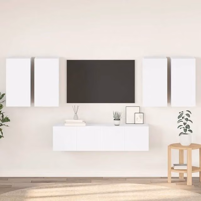 Set di Mobili Porta TV 6 pz-Credenza per TV Bianco in Legno Multistrato 246971