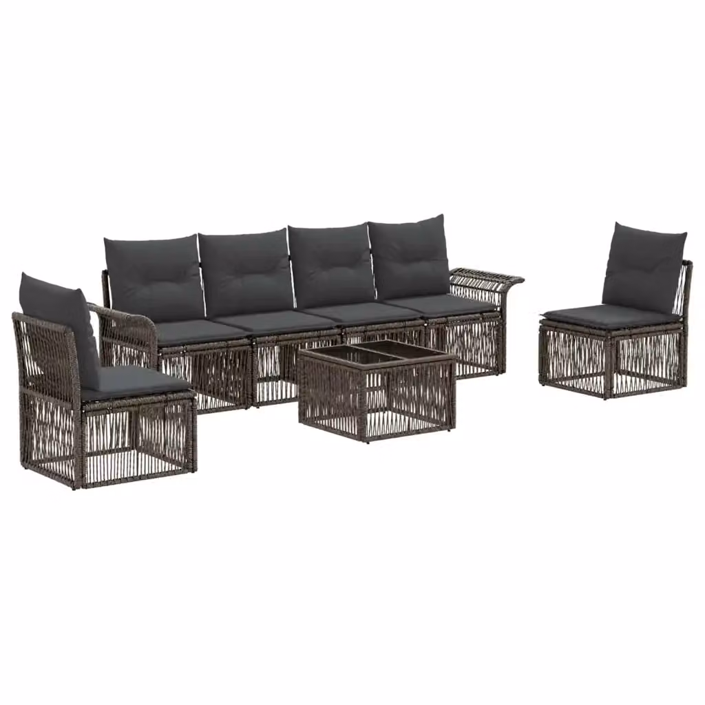 Set Divano da Giardino e Tavolino vidaXL in Polyrattan Grigio con Cuscini Imbottiti – 2