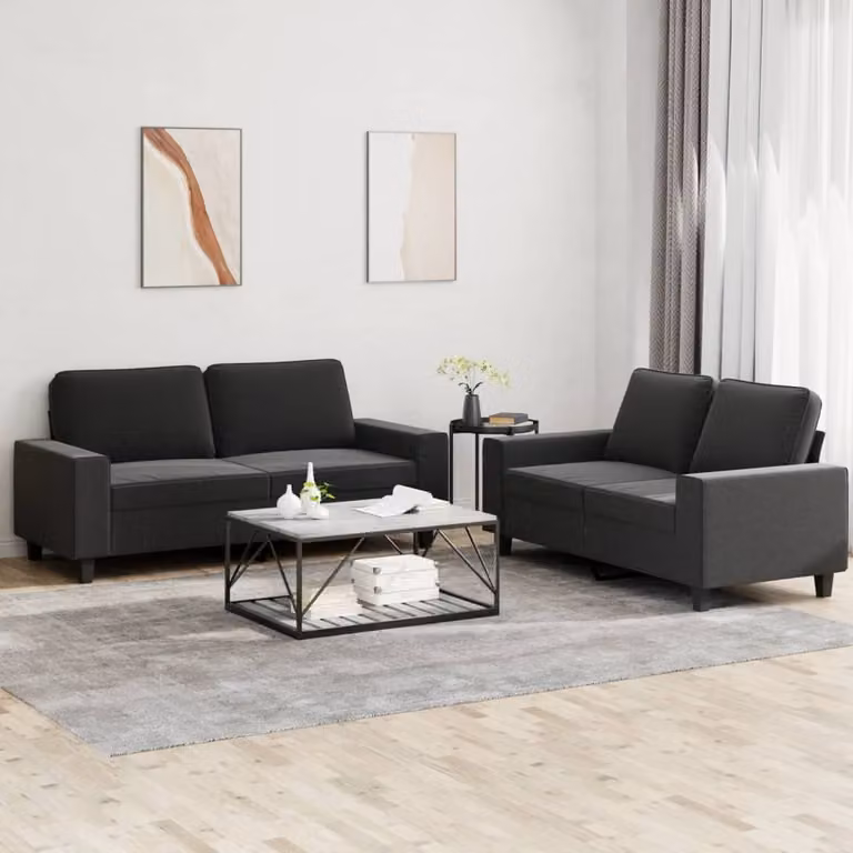 Maison Exclusive - Set divano a 2 posti in tessuto nero