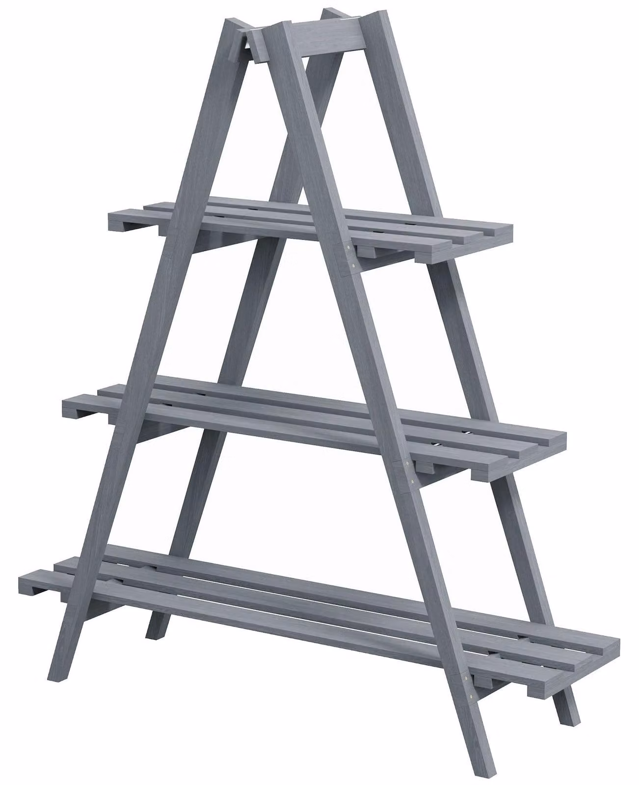 Portapiante Verticale 3 Livelli a Doghe 100x36x112 cm in Legno di Abete Grigio