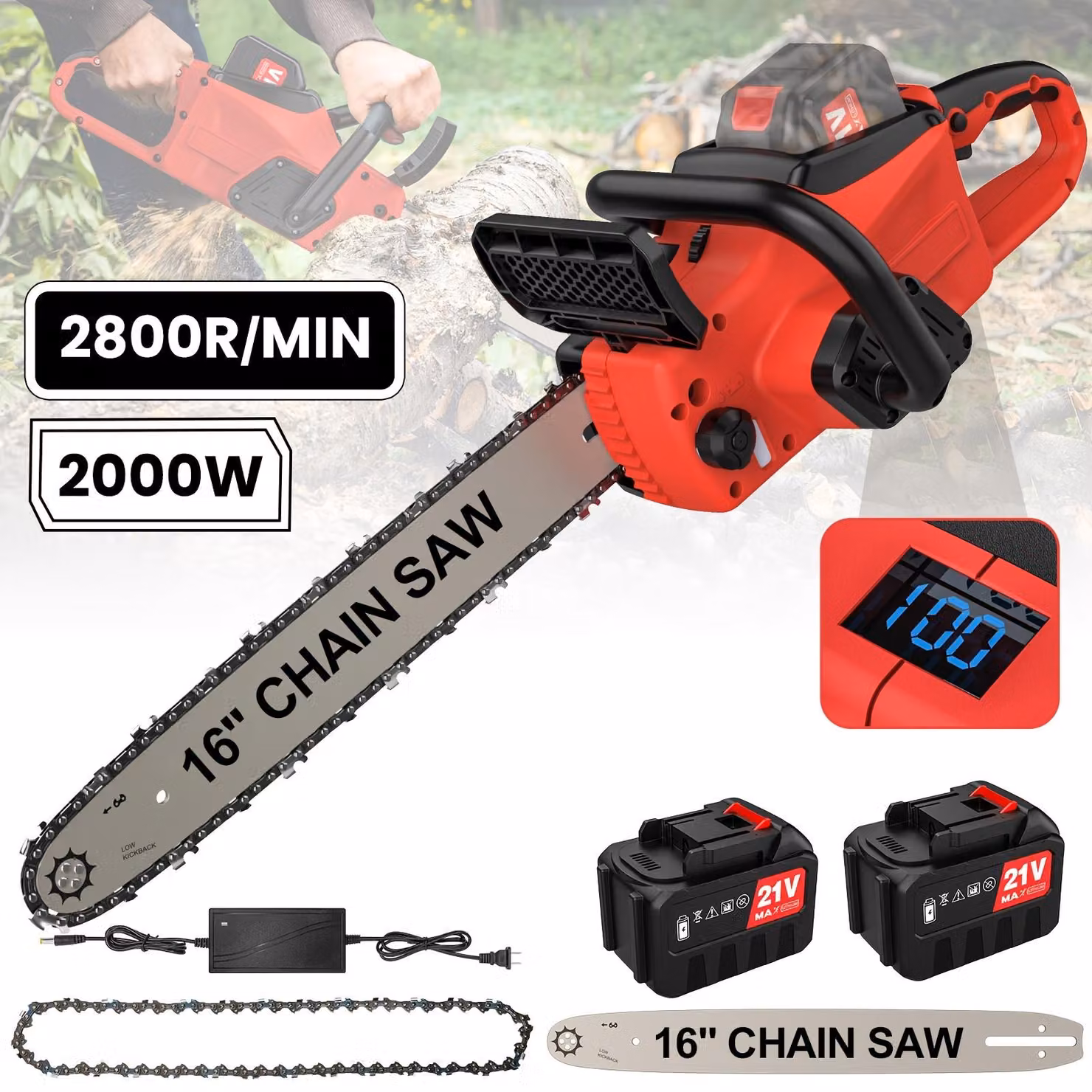 Troncatrice elettrica con motore brushless - Potenza: 2000 W - Lame da 16 pollici