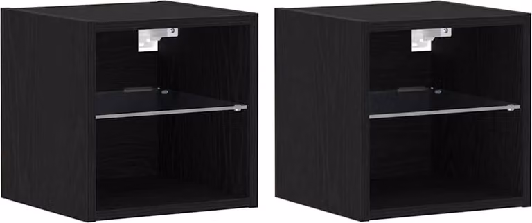 Armadio da letto a muro LED 2 pcs Nero 30 x 28,5 x 30 cm
